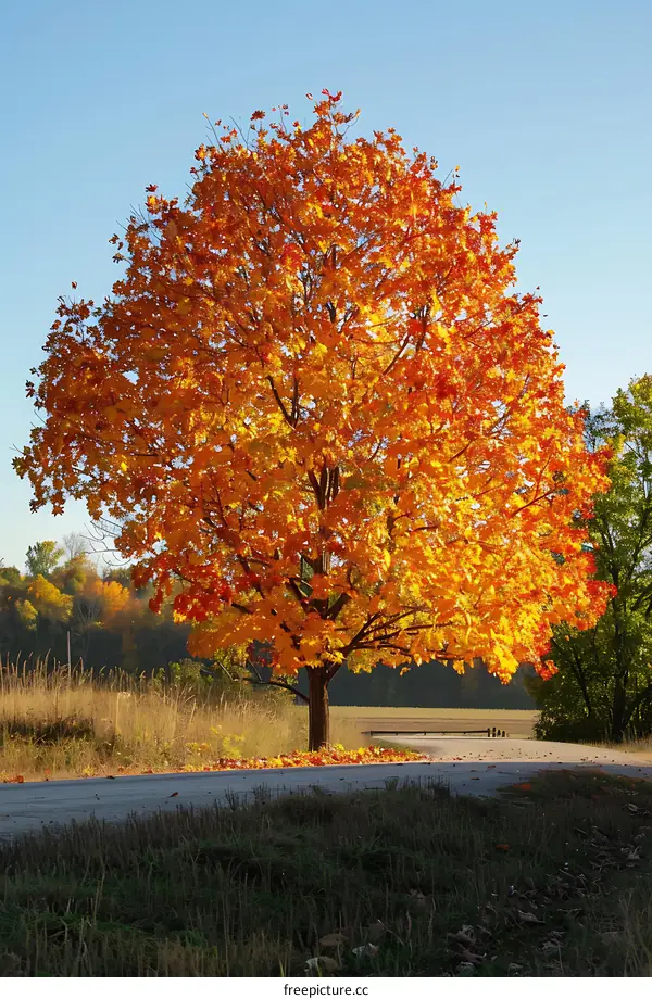 Fall Foliage Tree On Roadside