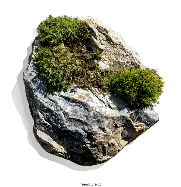 [Transparent Background PNG]Green Moss Growing on a Rock
