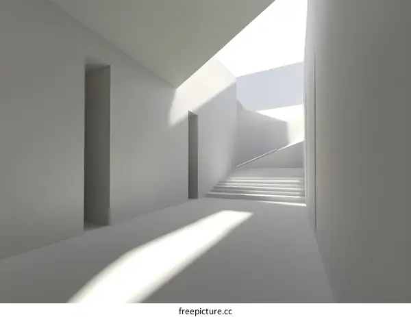 Modern Minimalist Interior Design with White Walls and Stairs