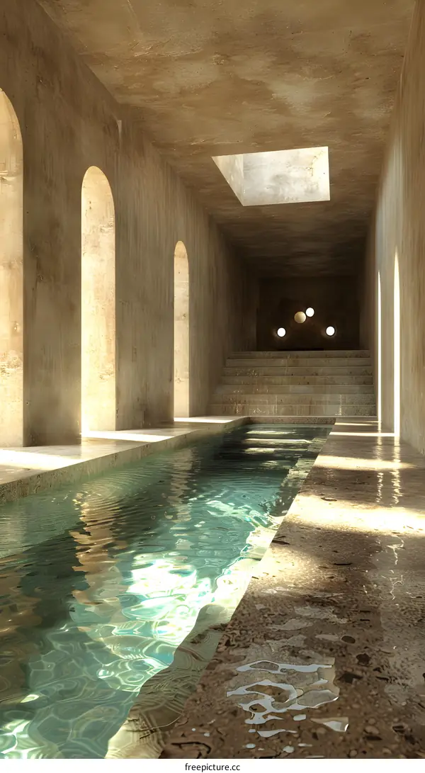 Futuristic indoor swimming pool