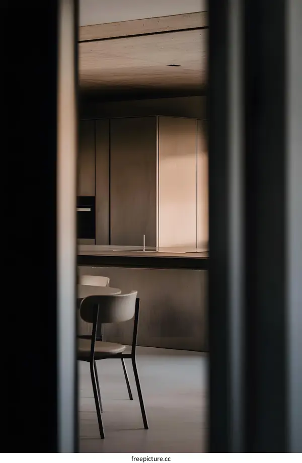 Modern Minimalist Kitchen Interior Design with Wooden Ceiling and Light Brown Cabinets