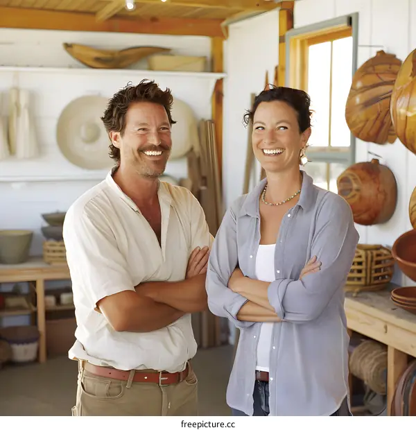 Happy Couple in a Pottery Shop