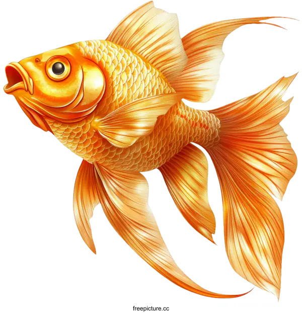[Transparent Background PNG]Golden Fish Artistic Illustration