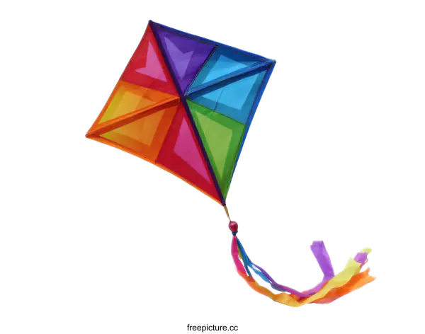 [Transparent Background PNG]Colorful Rainbow Diamond Kite with Streamers