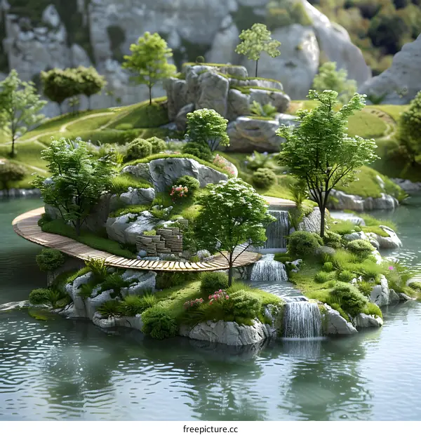 Bridge and Trees on an Island