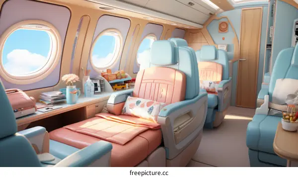 An illustration of the interior of a private jet
