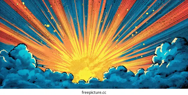 Sunrise Comic Style Illustration Background