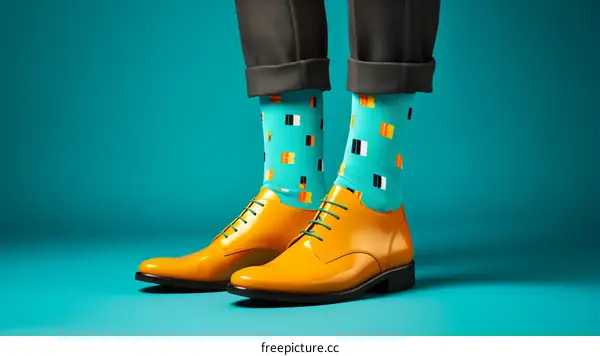 Colorful socks and yellow shoes