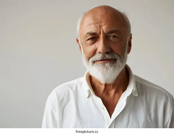 portrait of a smiling bald senior man