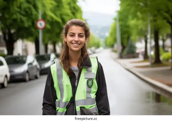Portrait of a young woman wearing a green vest