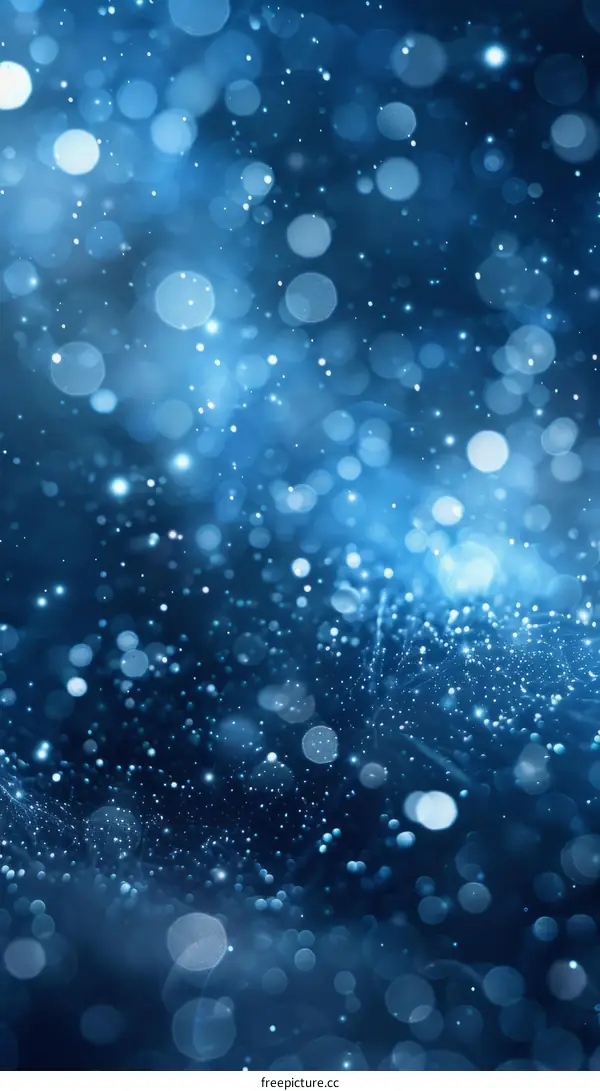 Blue Glitter Sparkles on a Dark Blue Background