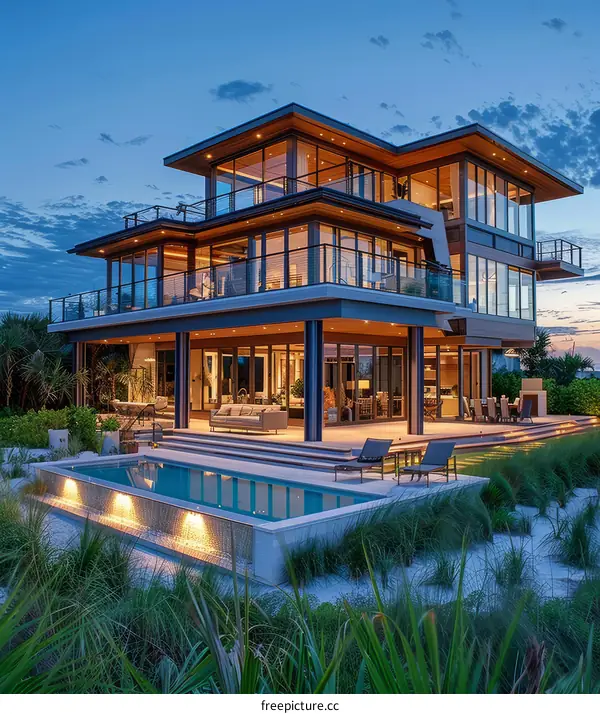 Modern Beach House with Pool and Sea View