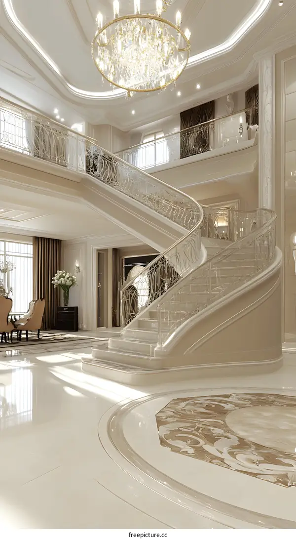 White Marble Staircase Interior Design Luxury Home