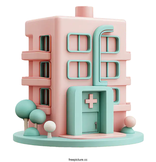 [Transparent Background PNG]Cute Cartoon Hospital Building Illustration
