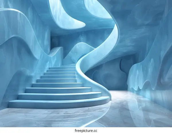 Abstract Blue Stairway Design Illustration