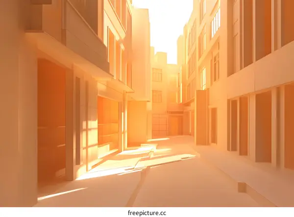 Minimalist Orange Building Architectural Illustration