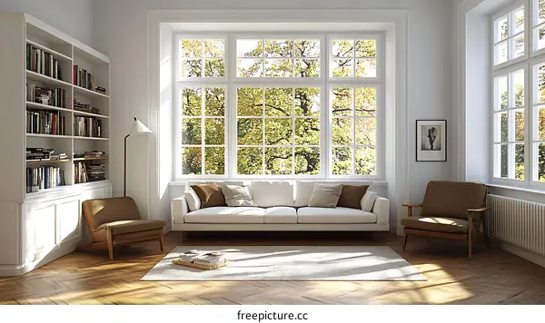 Cozy Living Room with Large Windows