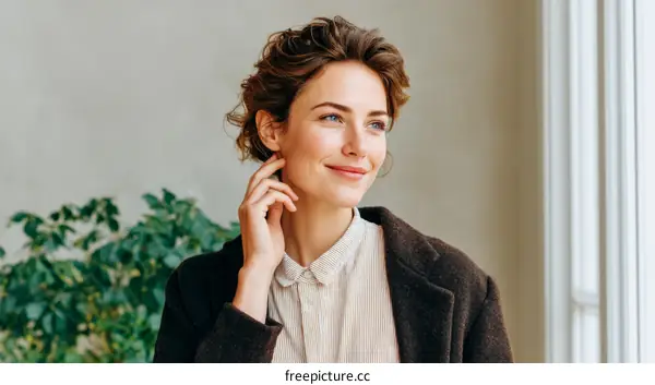 Woman in Thoughtful Pose by Window