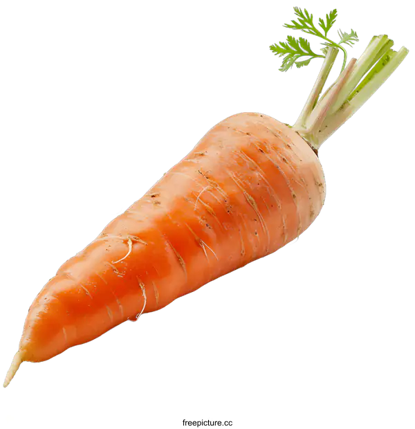 [Transparent Background PNG]Single Fresh Carrot Isolated on White Background