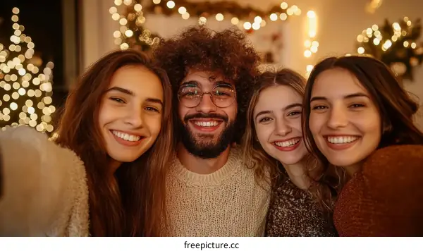 Christmas Gathering of Diverse Friends