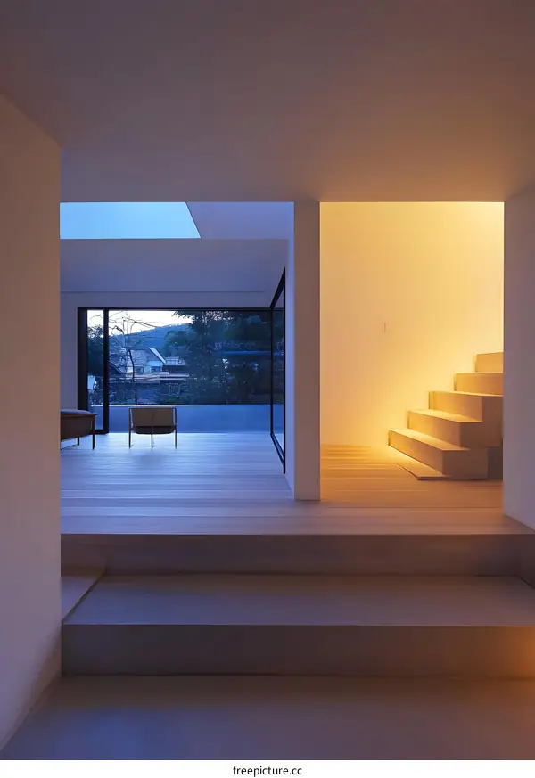 Modern Interior Design with Minimalist Architecture and a View of the Outdoors