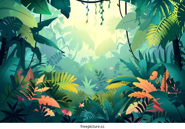 Tropical Rainforest Jungle Background Illustration