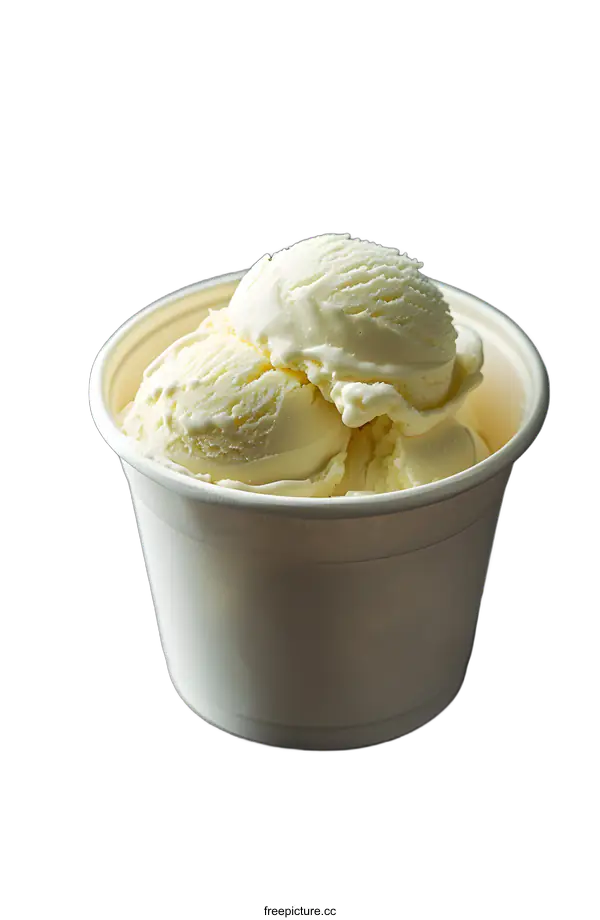 [Transparent Background PNG]Vanilla Ice Cream Scoops in Paper Cup