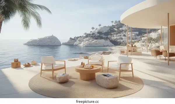 Coastal Seaside Outdoor Lounge Area Design