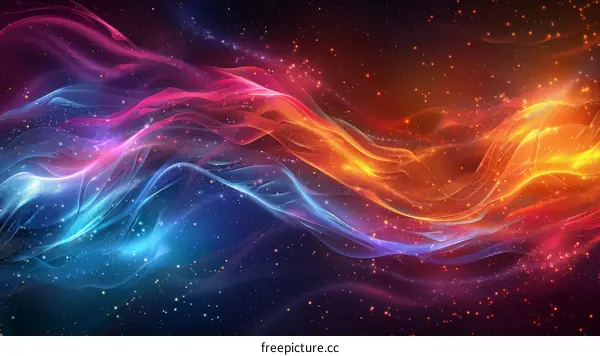 Abstract Galaxy Background with Bright Waves and Shimmering Stars