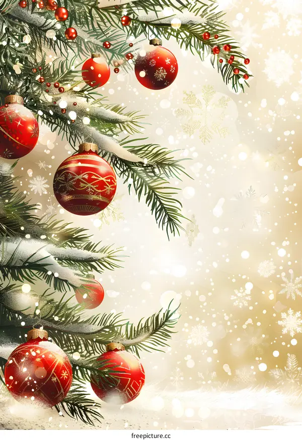 Christmas Tree With Red And Gold Ornaments