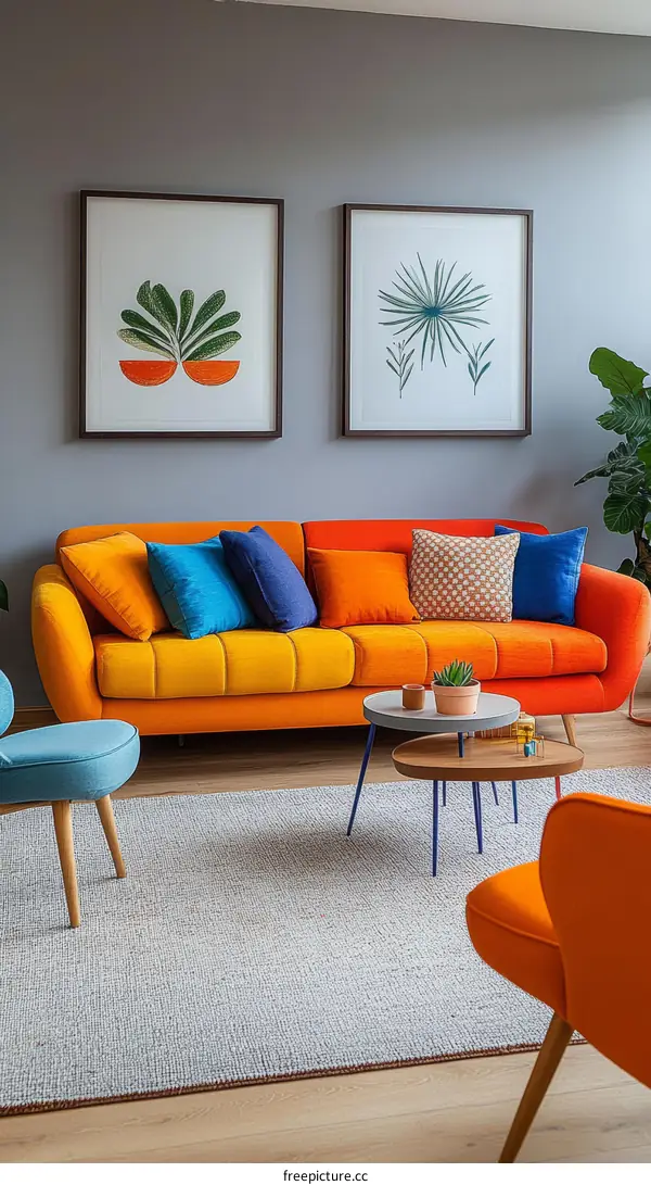 Colorful Living Room Interior Design with Artwork