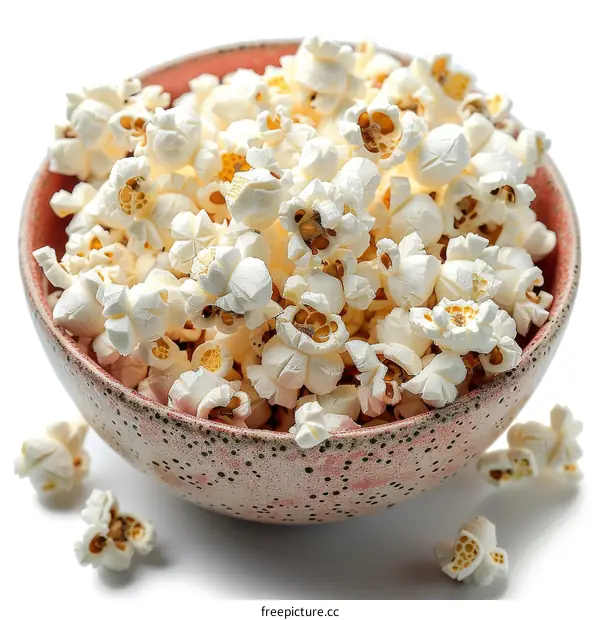 A Bowl of Popcorn Isolated on a White Background