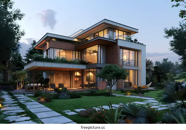 Modern Luxury Home with a Large Backyard and Garden