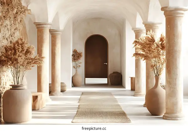 Elegant Beige Interior with Dried Flowers