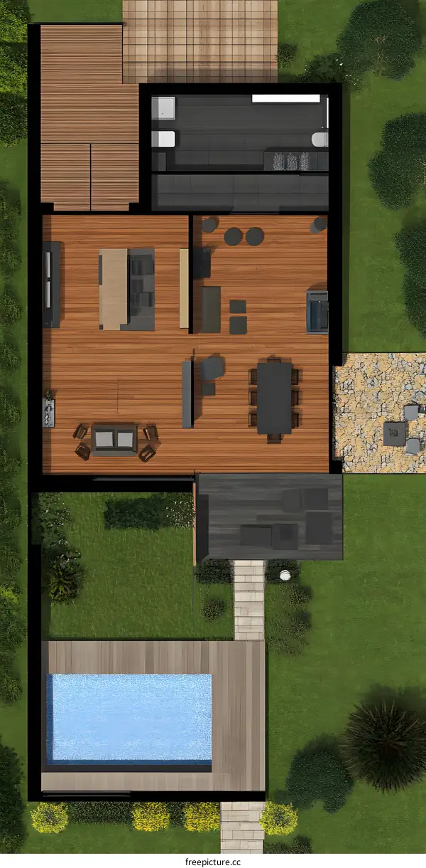 Modern House Plan With Swimming Pool and Garden Design