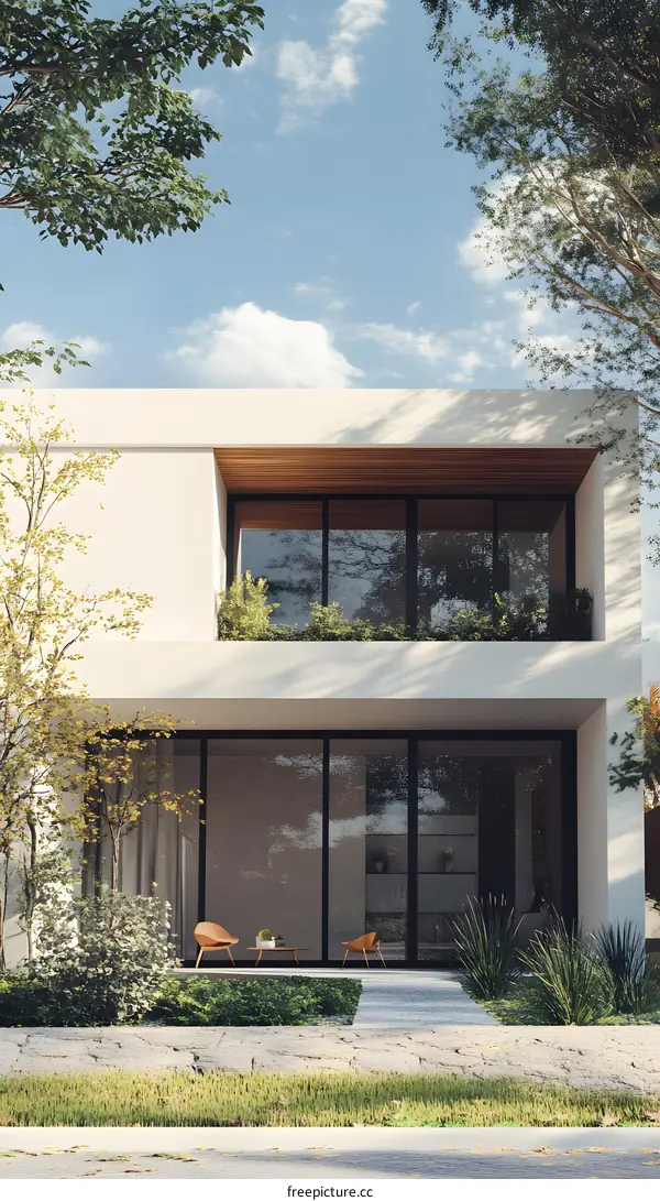 Modern House with Glass Doors and Patio