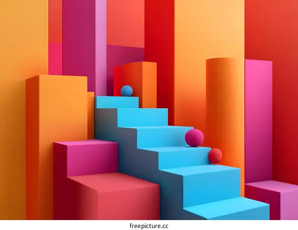 Abstract Colorful 3D Geometric Shapes Background
