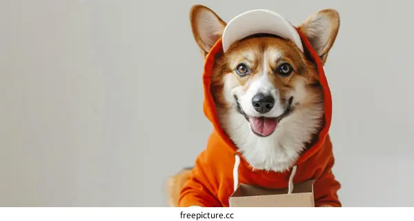 Adorable Dog Wearing a Hoodie and Cap