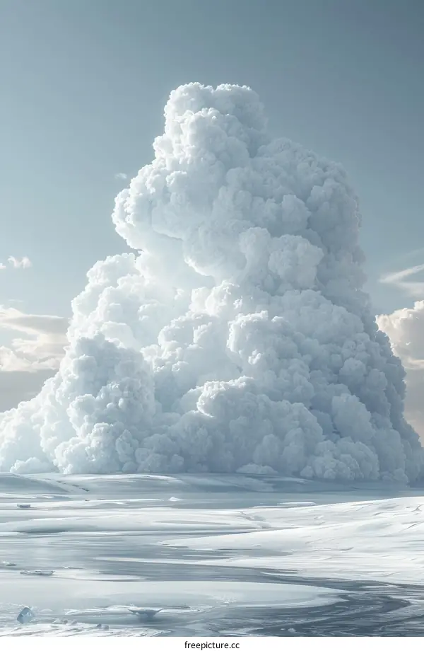Massive Snow Cloud Over Frozen Landscape