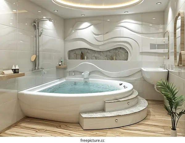 Modern Corner Whirlpool Bath Design