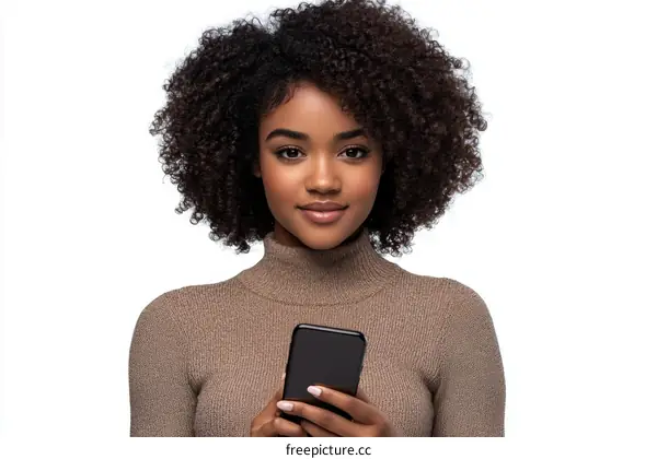 Young Woman Holding Smartphone Portrait