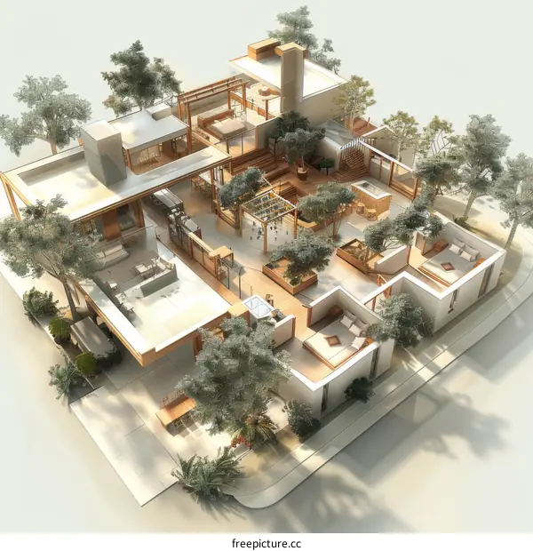 Modern House Architectural Design Illustration