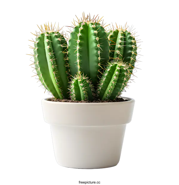 [Transparent Background PNG]Cactus in Pot on White Background