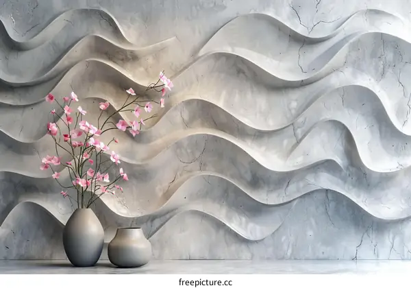 Modern Abstract Wall Decor with Pink Flowers