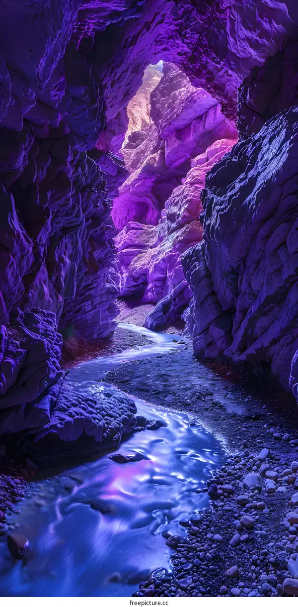 Purple River Canyon Flowing Water