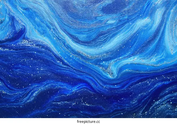 Abstract Blue and Silver Liquid Marble Art