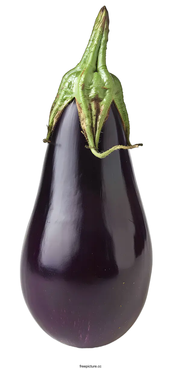 [Transparent Background PNG]Single Fresh Purple Eggplant Isolated on White Background