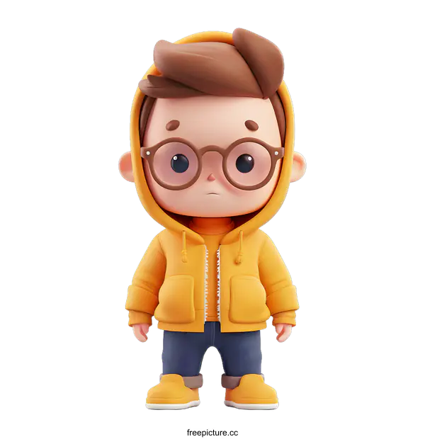 [Transparent Background PNG]3D rendering of a cute cartoon boy