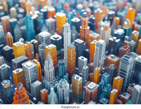 Cityscape with Skyscrapers from Above