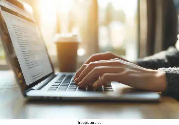 Woman Working on Laptop Typing